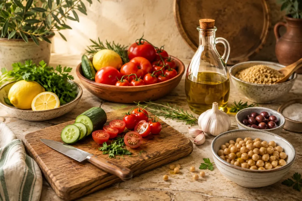 Fresh Mediterranean ingredients for healthy cooking